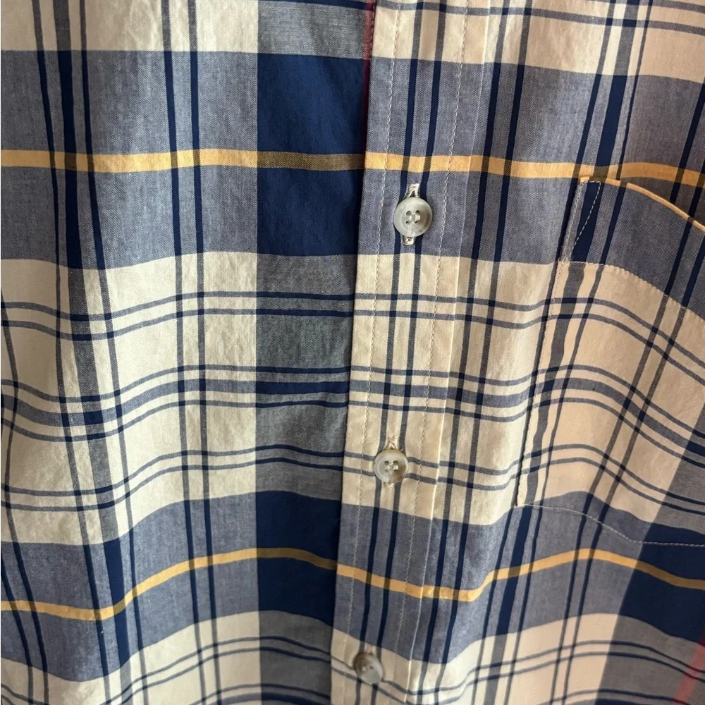 NWT Banana Republic Blue and Yellow Casual Button Down Shirt Sz Small 💯 Cotton